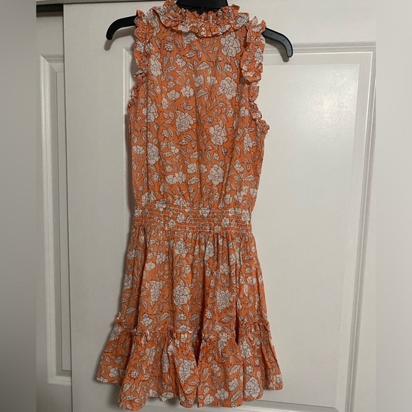 Anna Cate Floral Ruffle Mini Dress Orange White Size S - Picture 2 of 9